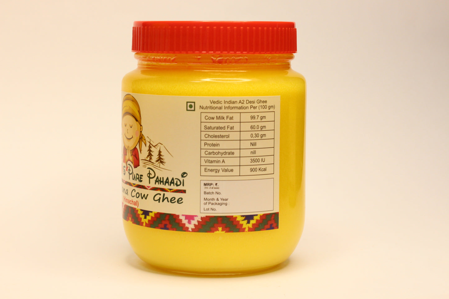 Vedic A2 Bilona Desi Cow Ghee 500 ml Glass Jar